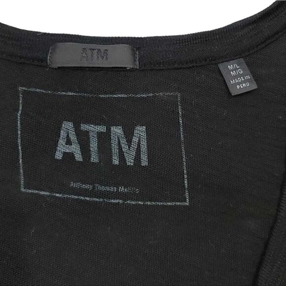 ATM Slub Jersey Boyfriend V-Neck Tee in Black Size M/L - Picture 11 of 14